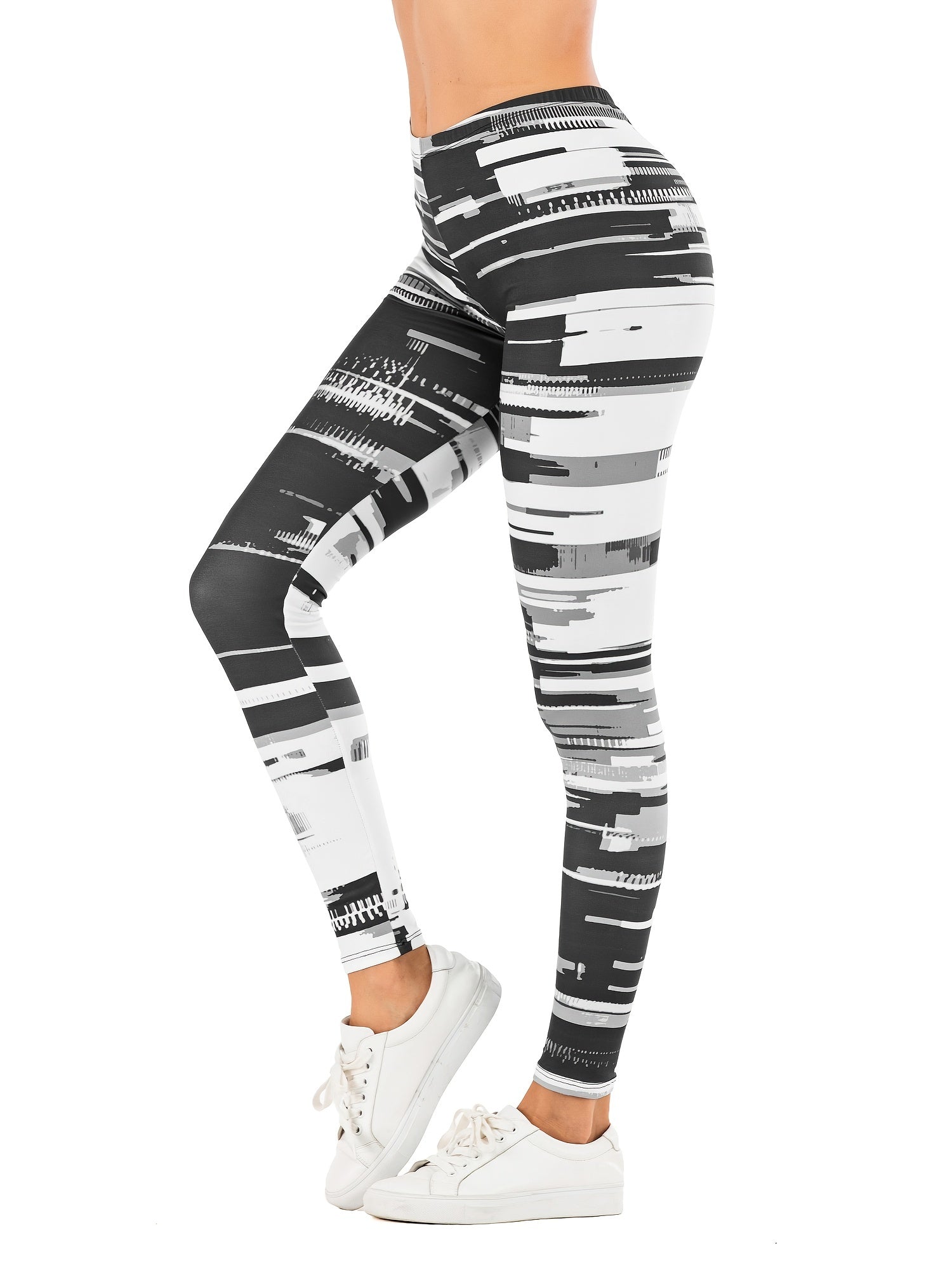 Sexy Streak Print Leggings High Waist Slim Leggings