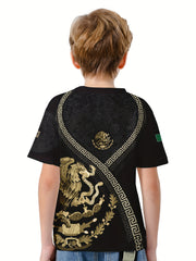 MEXICO Symbol 3D Print Boy's Casual Tees Short Sleeve Crew Neck