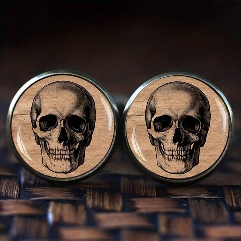 Antique Anatomy Skull Cufflinks Gothic Skeleton Jewelry