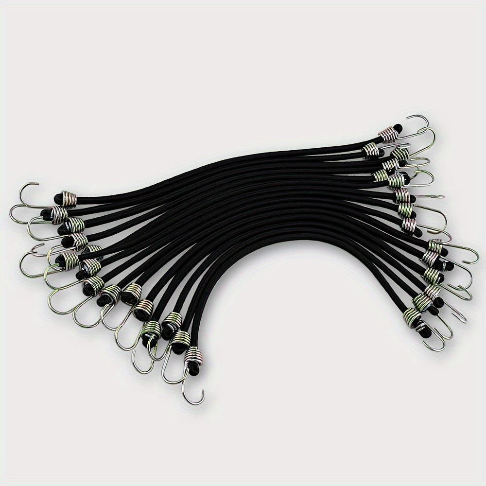 15pcs 25.4cm Mini Bungee Cords with Steel Hooks for Tarp Covers