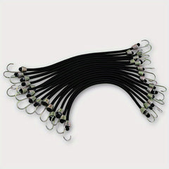 15pcs 25.4cm Mini Bungee Cords with Steel Hooks for Tarp Covers
