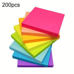 200pcs Bright Sticky Notes 7.62x7.62cm Self-adhesive Pad for Home Office