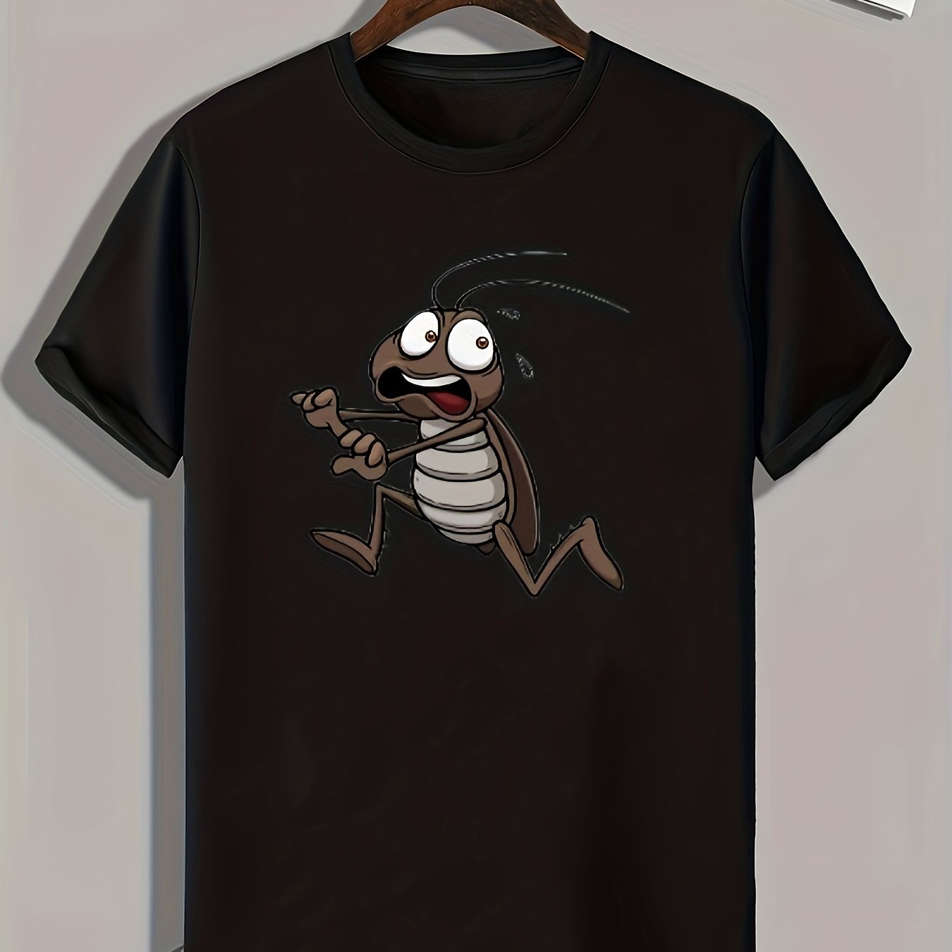 Cartoon Cockroach Pattern Print Men's Outdoor Sports T-shirt