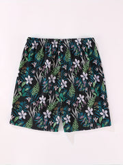 Men's Quick Dry Swim Trunks Floral Pattern High Stretch Comfortable