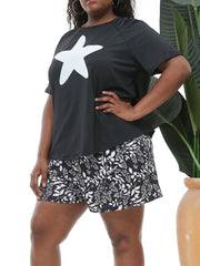 Star Print Top & Shorts Two Piece Set