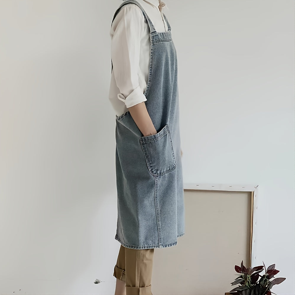 Vintage Haircut Denim Apron with Pocket
