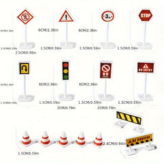 15 in 1 Road Sign Model Toys Urban Traffic Obstacle Signs Signal Lights Simulati