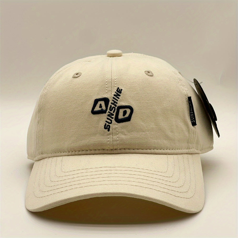 Sunshine Embroidery Baseball Cap Solid Cotton Adjustable Dad Hats