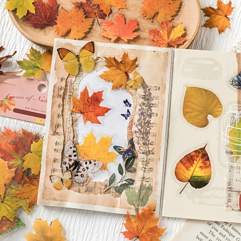 Plant Leaf Stickers Pack Of 40 DIY Decorative Art PET Material Nature Series