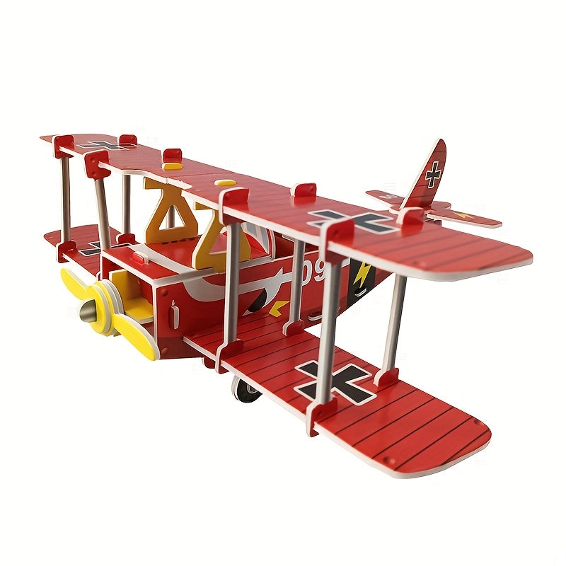 3D Red Airplane Puzzle Creative DIY Toy for Kids