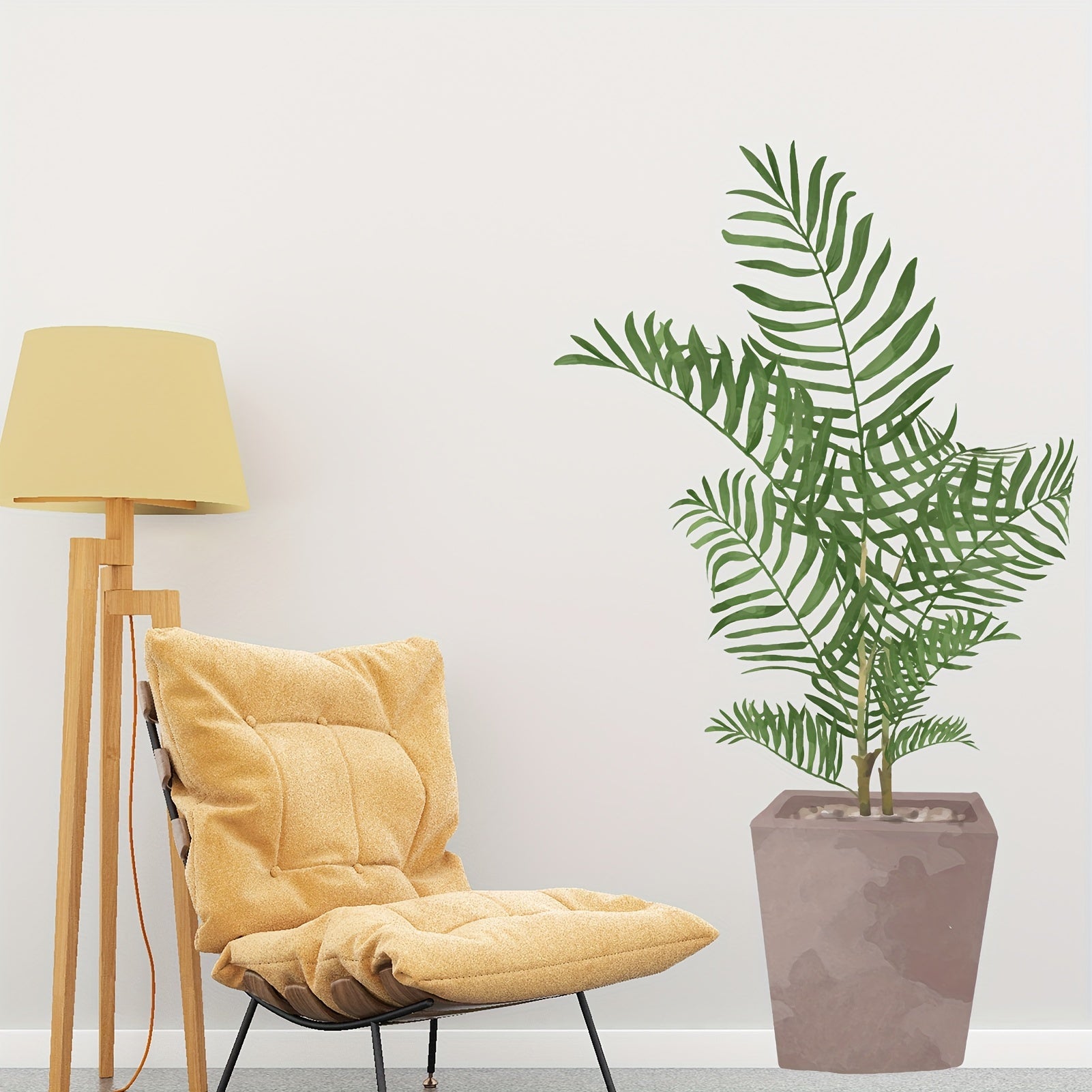 Green Plants Wall Stickers for Bedroom - Natural Leaf Wall Posters Decor