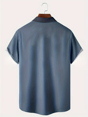 Men's Casual Coconut Tree Pattern Short Sleeve Shirt With Pocket