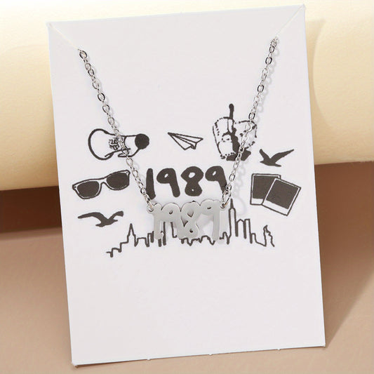 Lucky Number 1989 Charm Necklace Year Number Charm Necklace Clavicle Chain