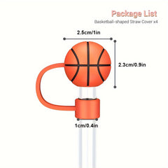4pcs Straw Tip Cover Cap for Stanley Cup Football Basketball Reusable Straws
