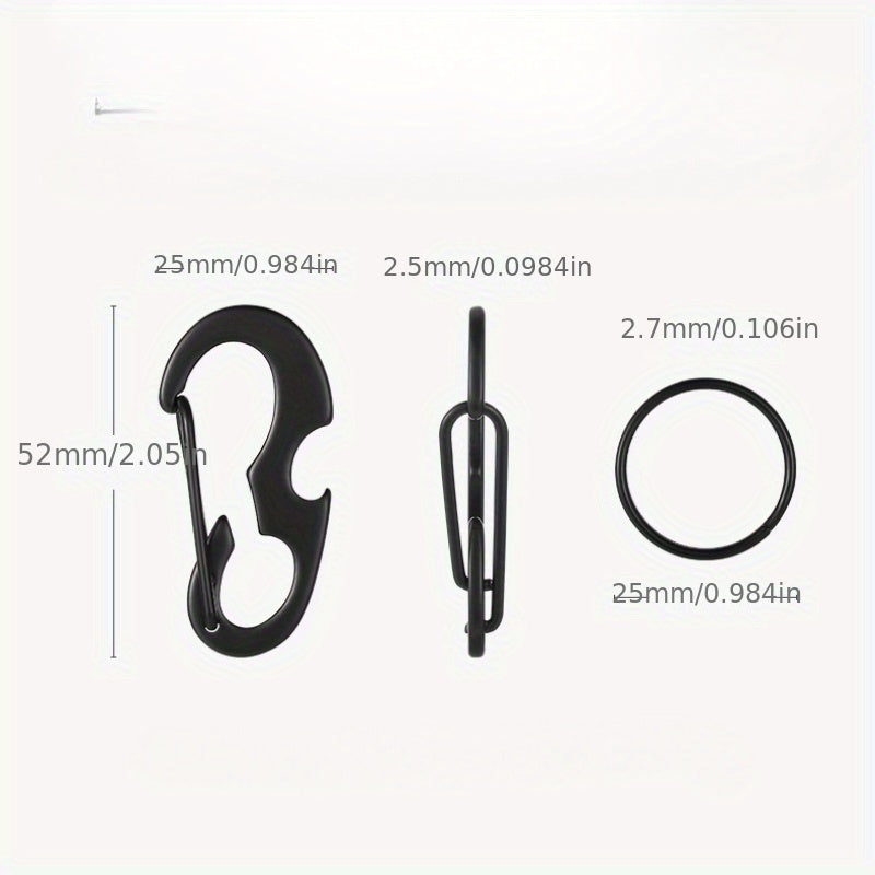 D Buckle Carabiner Bottle Opener Key Ring Stainless Steel
