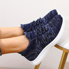 Women's Knitted Sneakers Lace Up Low Top Tennis Shoes