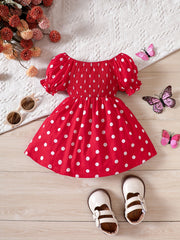 Baby Girls Butterfly Floral Print Puff Sleeve Dress for Summer