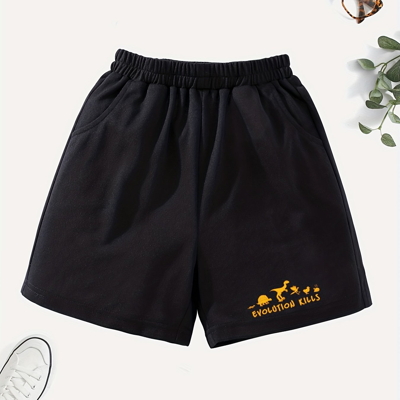 Girls' Casual Dino Graphic Shorts with Pockets
