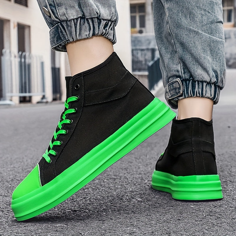 Men's High Top Canvas Shoes Lace Up Comfy Non Slip Casual Flats