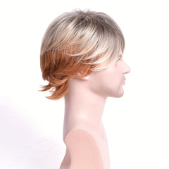 Short Straight Men's Wig Realistic Golden Hair