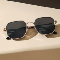 Metal Geometric Frame Sunglasses Vintage Hollow Temple UV400