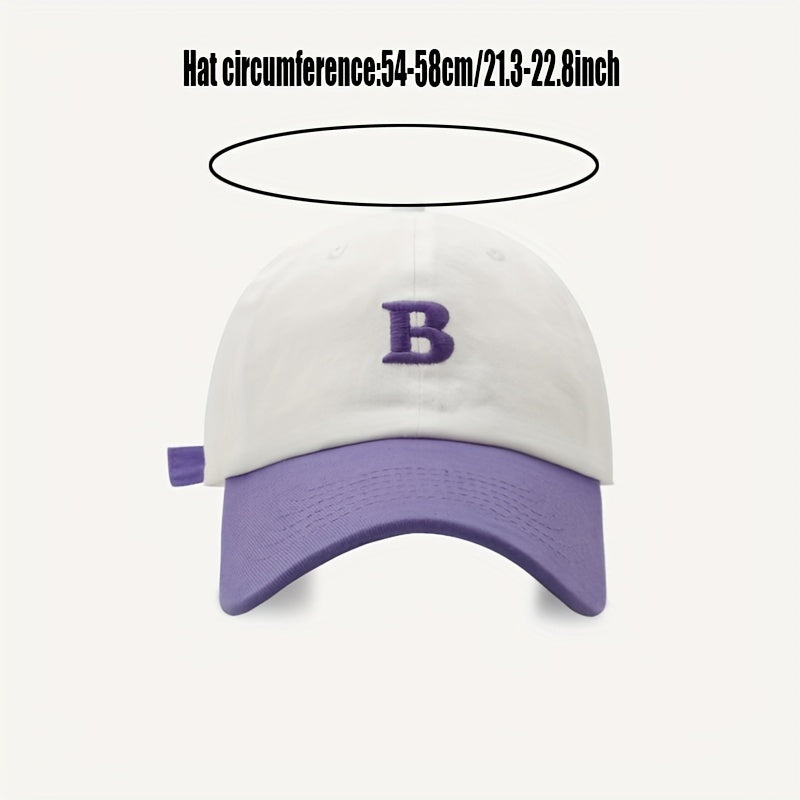 Embroidery Casual Baseball Cap Block Sports Hat Adjustable Sunscreen Dad Hats
