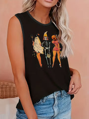 Halloween Tank Top Women's Cartoon Figure Print Vest