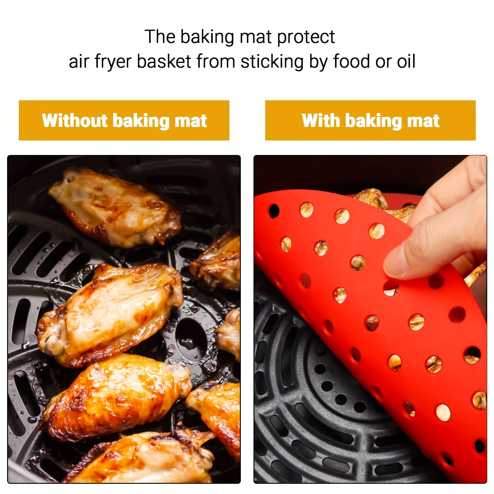 2pcs Non Stick Silicone Air Fryer Mats Heat Resistant Easy to Clean
