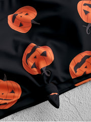 Retro Pumpkin Print Tankini Set
