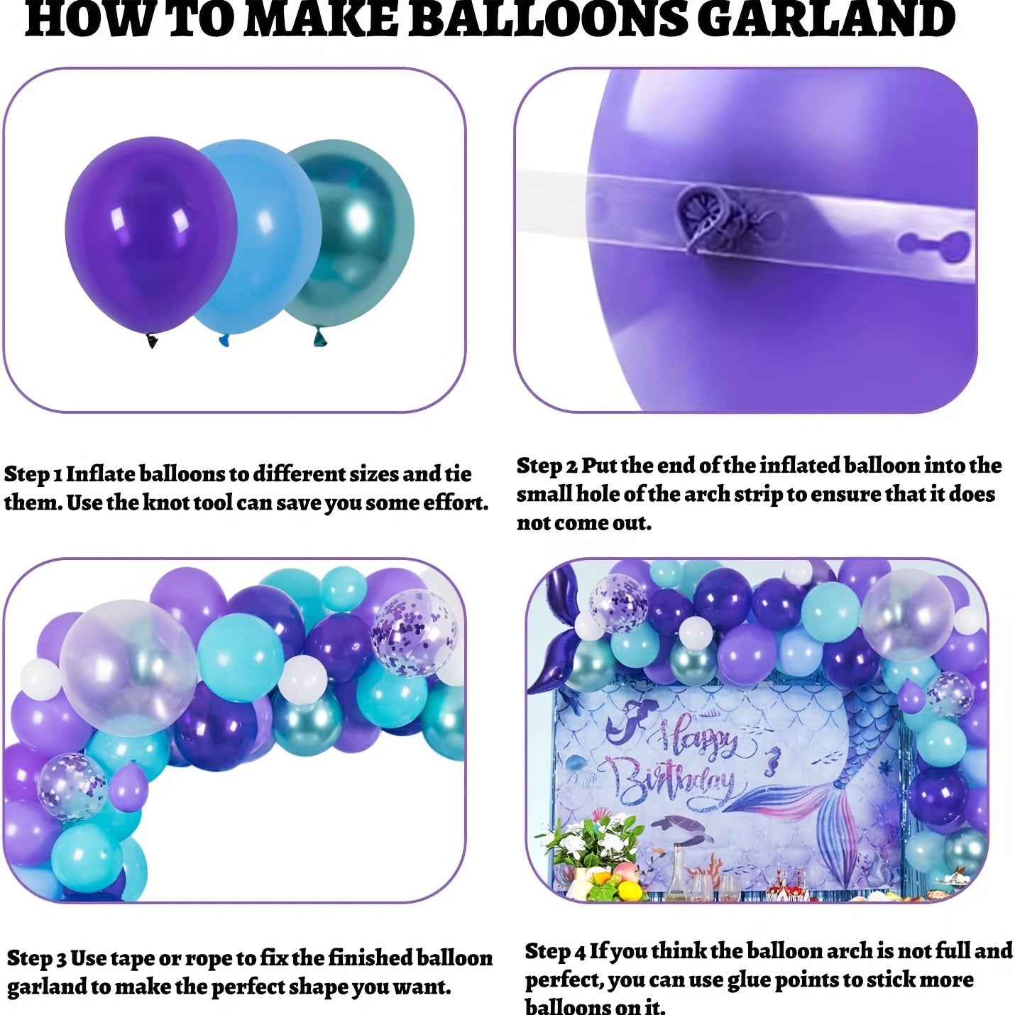 79pcs Mermaid Birthday Decorations Balloon Garland Kit For Girls Party