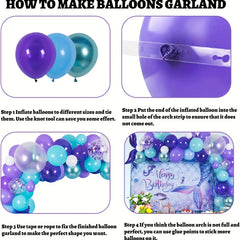 79pcs Mermaid Birthday Decorations Balloon Garland Kit For Girls Party