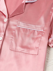 Satin Pajamas Set Short Sleeve Top & Shorts Women's Sleepwear