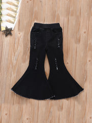 Toddler Girls Flare Leg Ripped Jeans