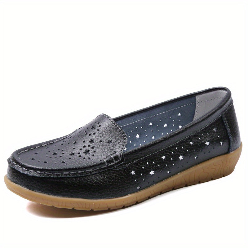 Women's Hollow Out Flat Loafers Soft Sole Slip On Shoes