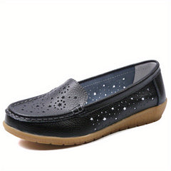 Women's Hollow Out Flat Loafers Soft Sole Slip On Shoes