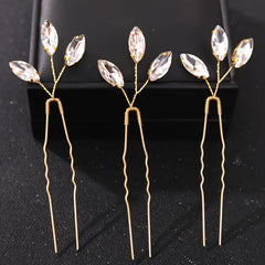 3pcs Silver Rhinestone Hair Pins Wedding Bridal Headpiece Hair Jewelry