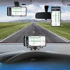 Car Rearview Mirror Navigation Bracket with Mobile Phone Holder