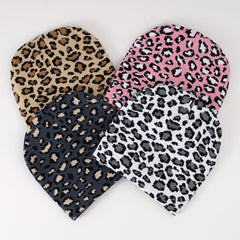 Leopard Jacquard Beanie Y2K Unisex Warm Hat Hip Hop Ski Hats Vintage Beanies
