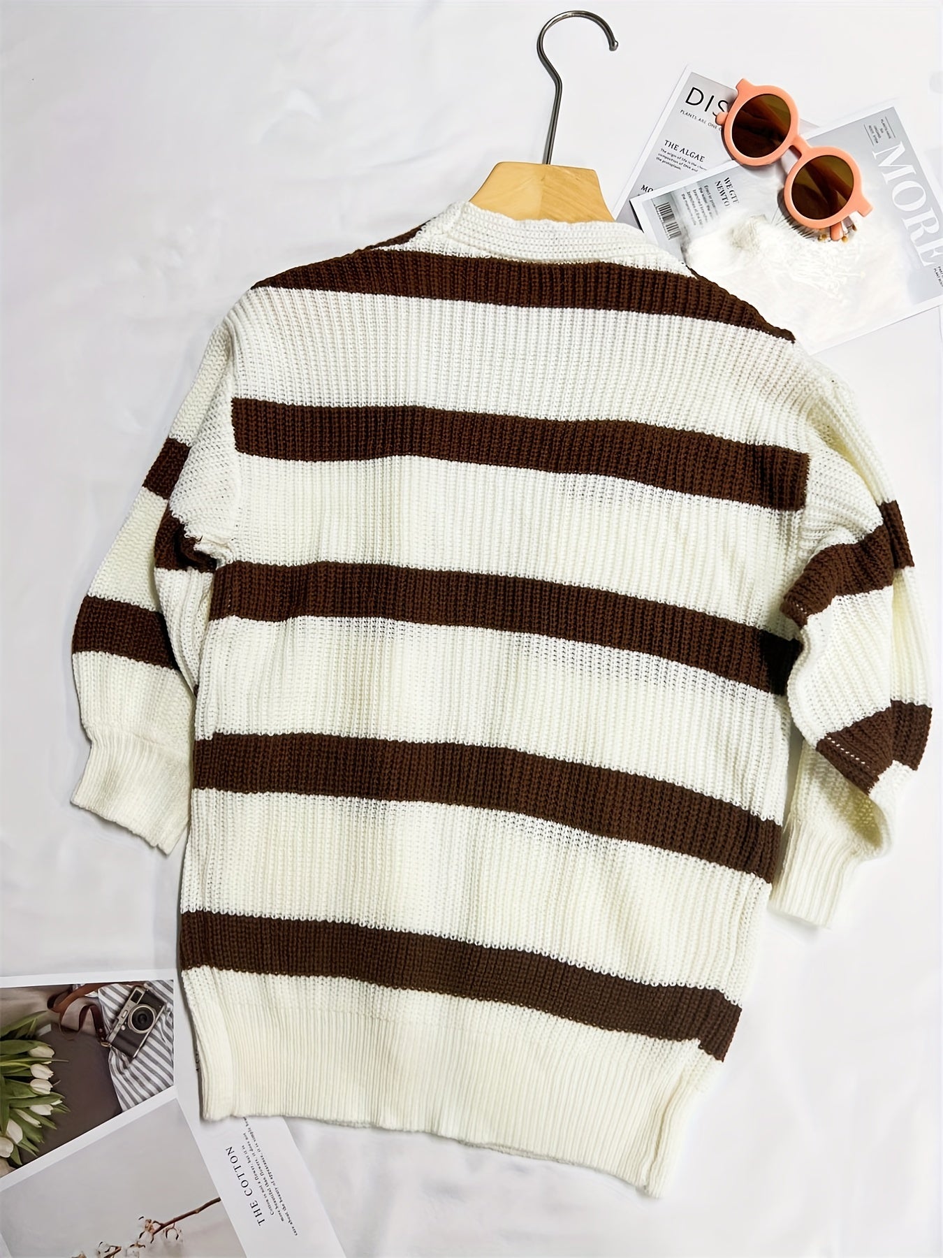 Kids Casual Striped Long Sleeve Knit Cardigan for Fall Winter