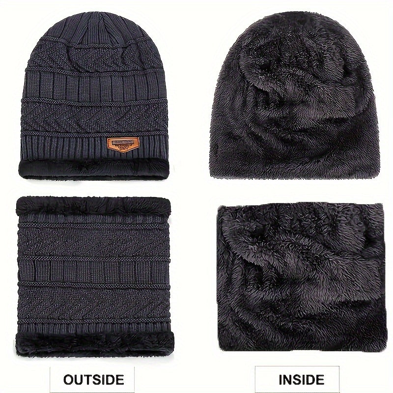 Winter Knitted Hat Scarf Gloves Set with Neck Gaiter for Men Women