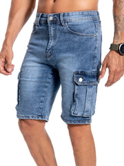 Distressed Denim Shorts Men's Casual Street Style Stretch Denim Shorts