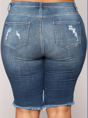 Distressed Denim Shorts Medium Stretch Jean Shorts