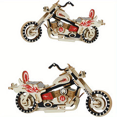 DIY Wooden Motorcycle Model 3D Building Block Car Home Decoration Birthday Gift