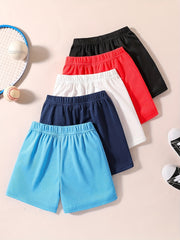 5pcs Boys Stripe Print Quick Dry Shorts for Summer Outdoor