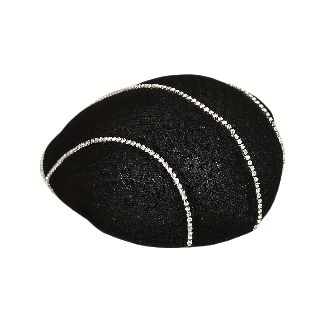 Rhinestone Decor Lace Beret Flat Hat Hollow Out Lightweight Cap For Women