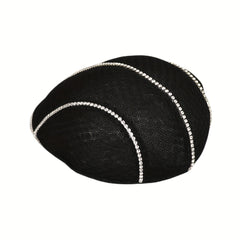Rhinestone Decor Lace Beret Flat Hat Hollow Out Lightweight Cap For Women
