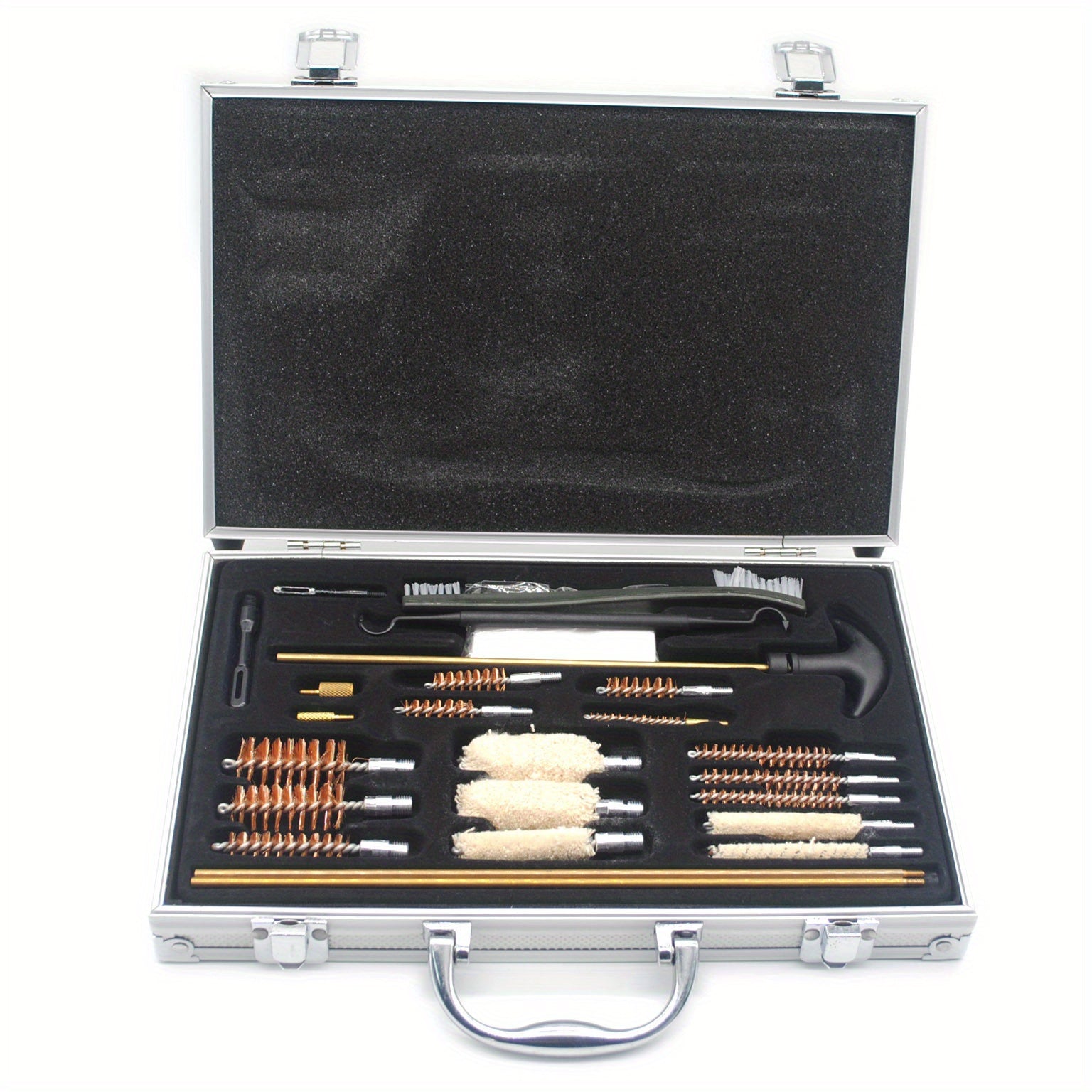 24pc Tactical Cleaning Kit Aluminum Box Solid Copper Rods Brushes Mops