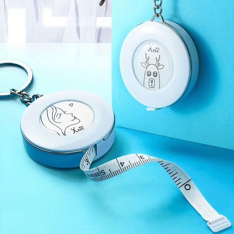 Cartoon Mini Tape Measure Keychain 2m Small Ruler Student Height Centimeter
