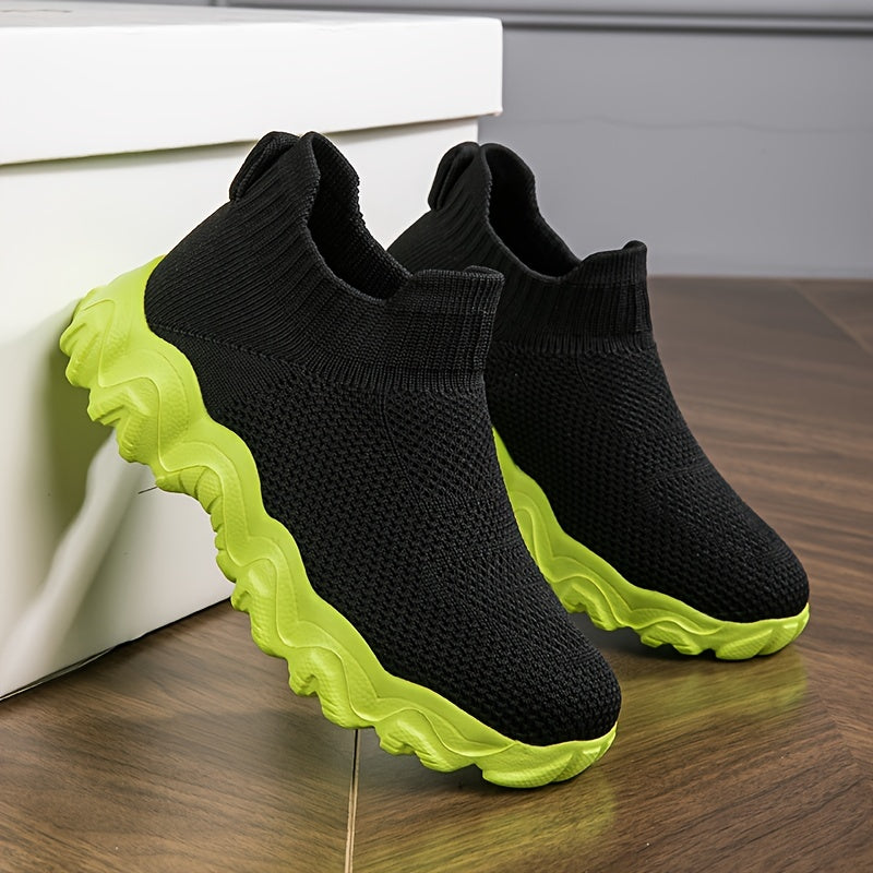 Boy's Slip On Sock Shoes Woven Knit Sneakers Running Shoes
