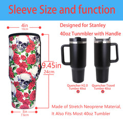 Skull Water Bottle Cover for 40oz Tumbler